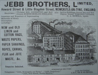 Advert for Jebb Brothers Ltd, of Howard Street and Little Blagdon Street